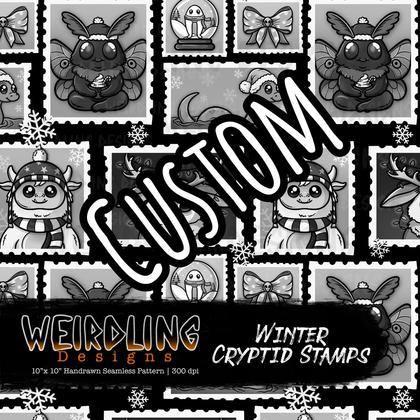 Winter Cryptid Stamps - Limited Seamless Design - 5 Colourways