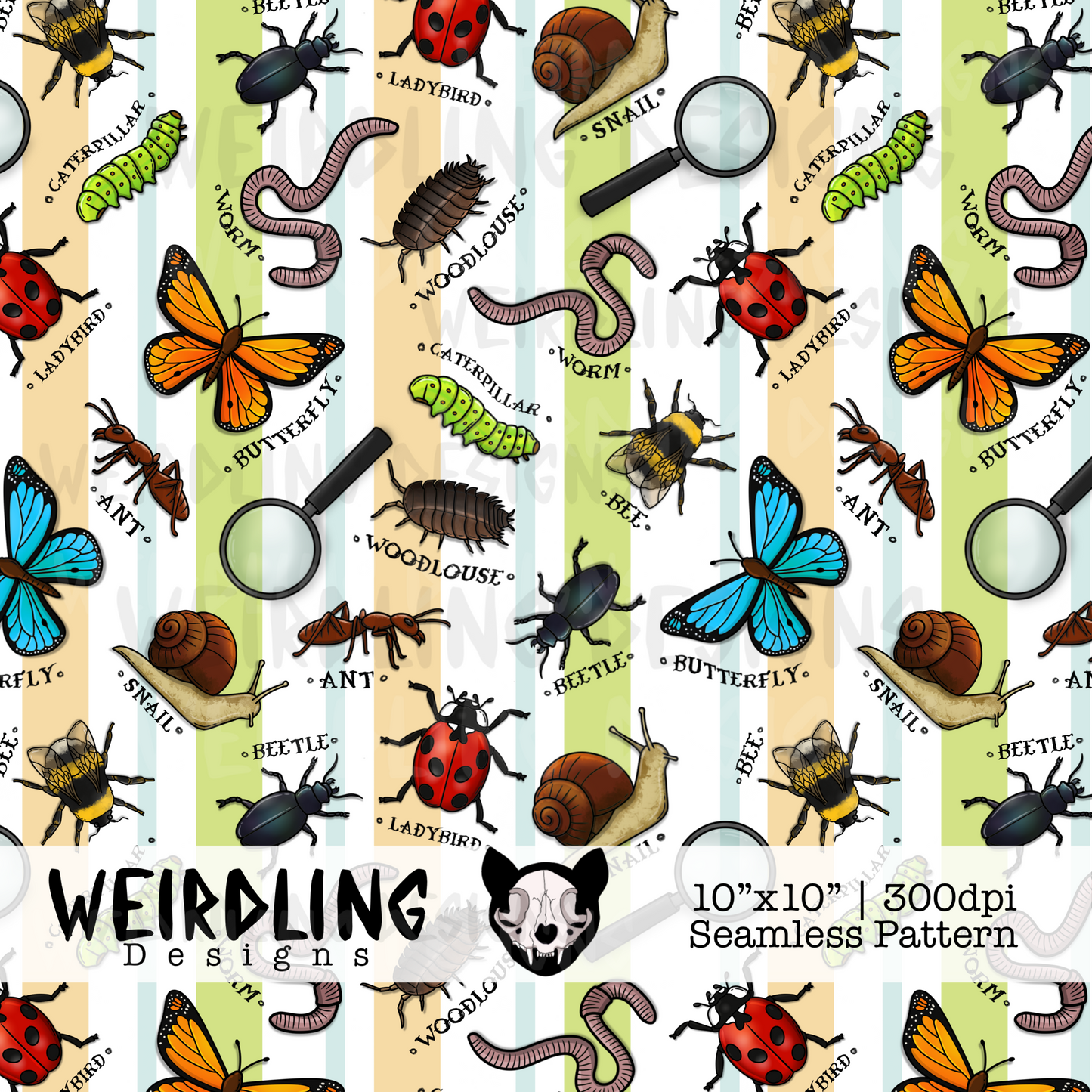 Bug Hunt - Exclusive Seamless Pattern- 4 colourways