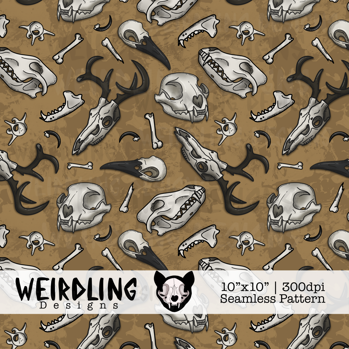 Wild Bones - Exclusive Seamless Pattern- 4 colourways