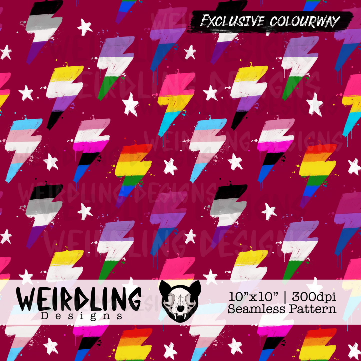 Pride Bolts - Exclusive seamless pattern- 5 Colourways