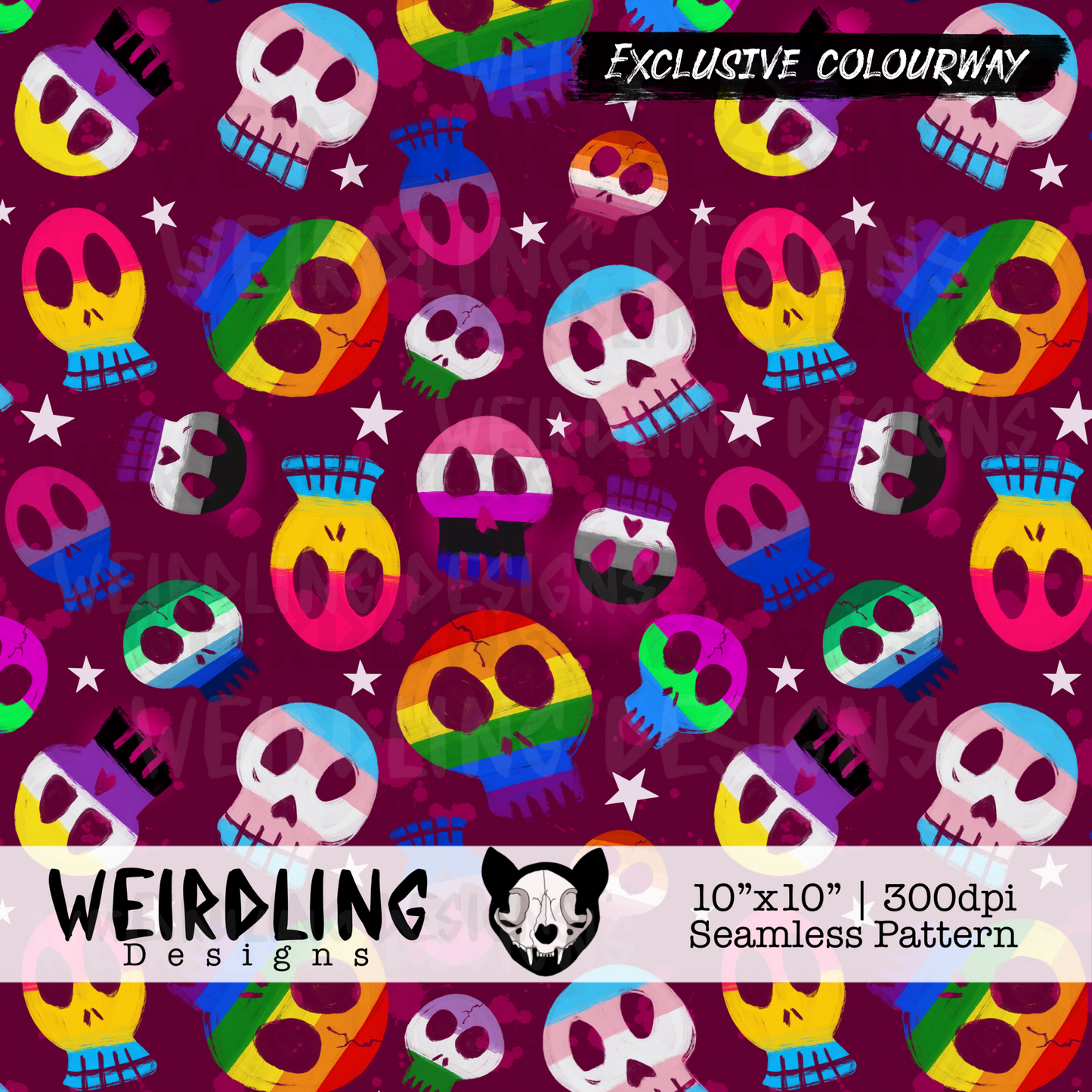 Pride Skulls - Exclusive Seamless Pattern - 3 Colourways