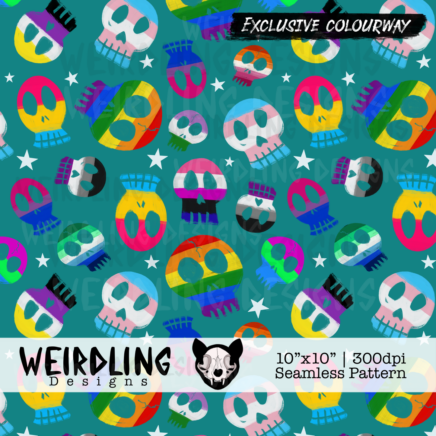Pride Skulls - Exclusive Seamless Pattern - 3 Colourways