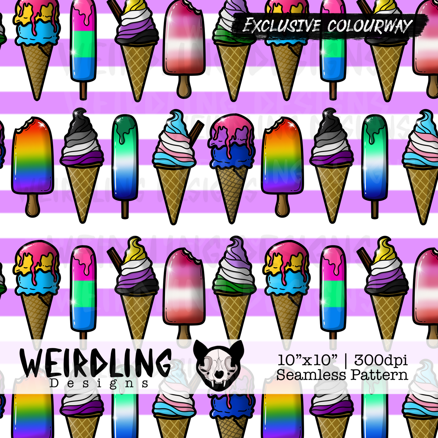 Pride Ice Creams - Exclusive Seamless Design- 5 Colourways