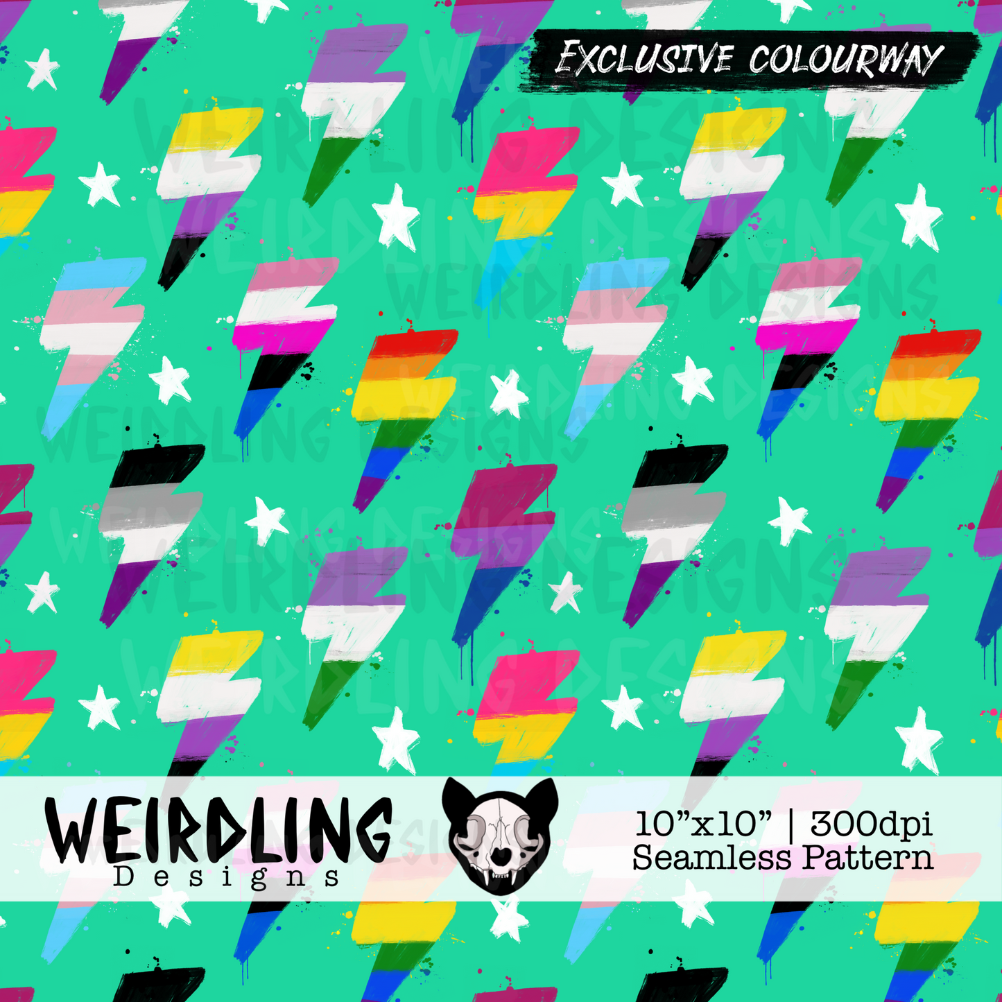 Pride Bolts - Exclusive seamless pattern- 5 Colourways