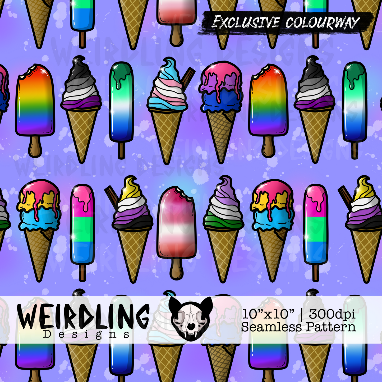 Pride Ice Creams - Exclusive Seamless Design- 5 Colourways