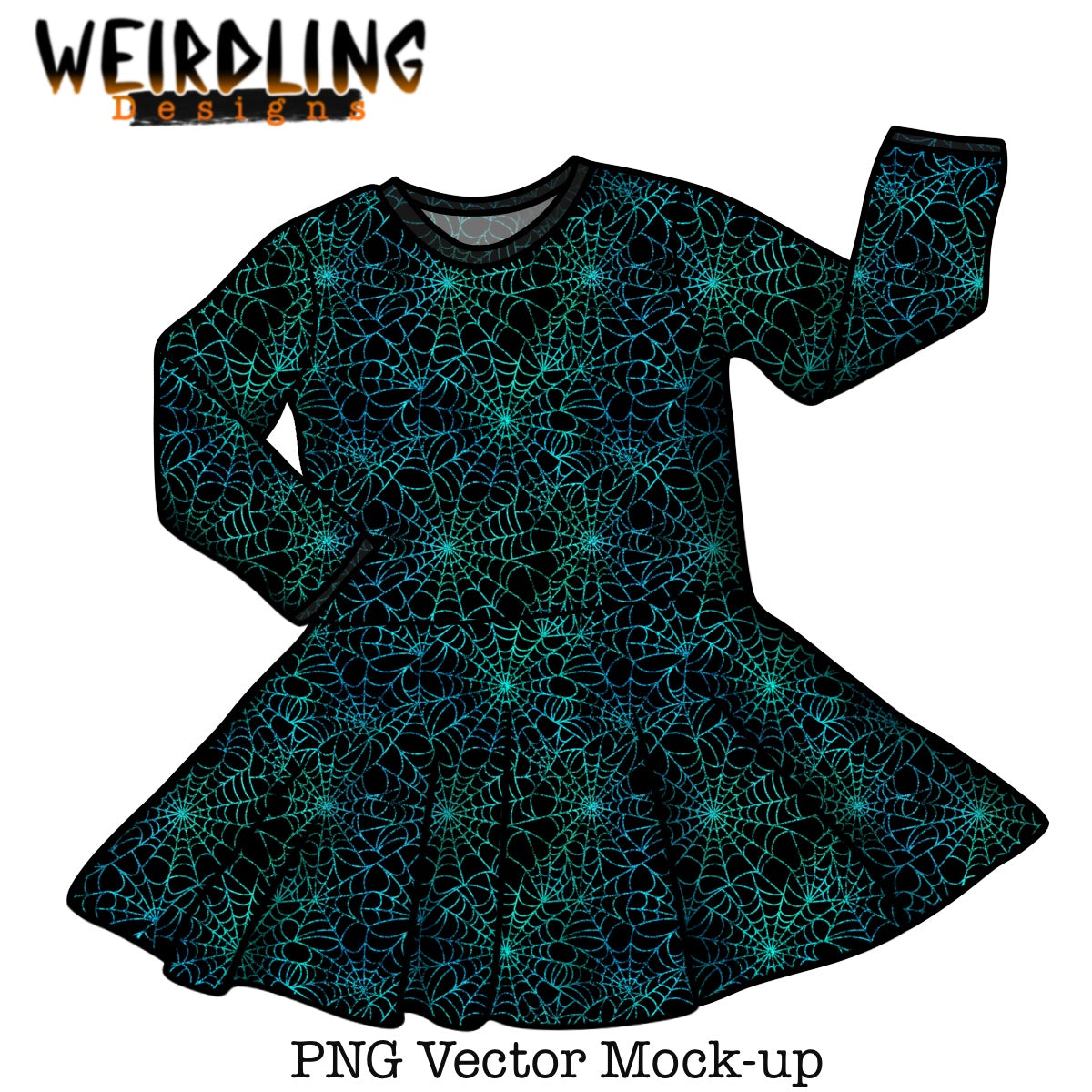 Long Sleeve Skater Dress - Vector Mockup