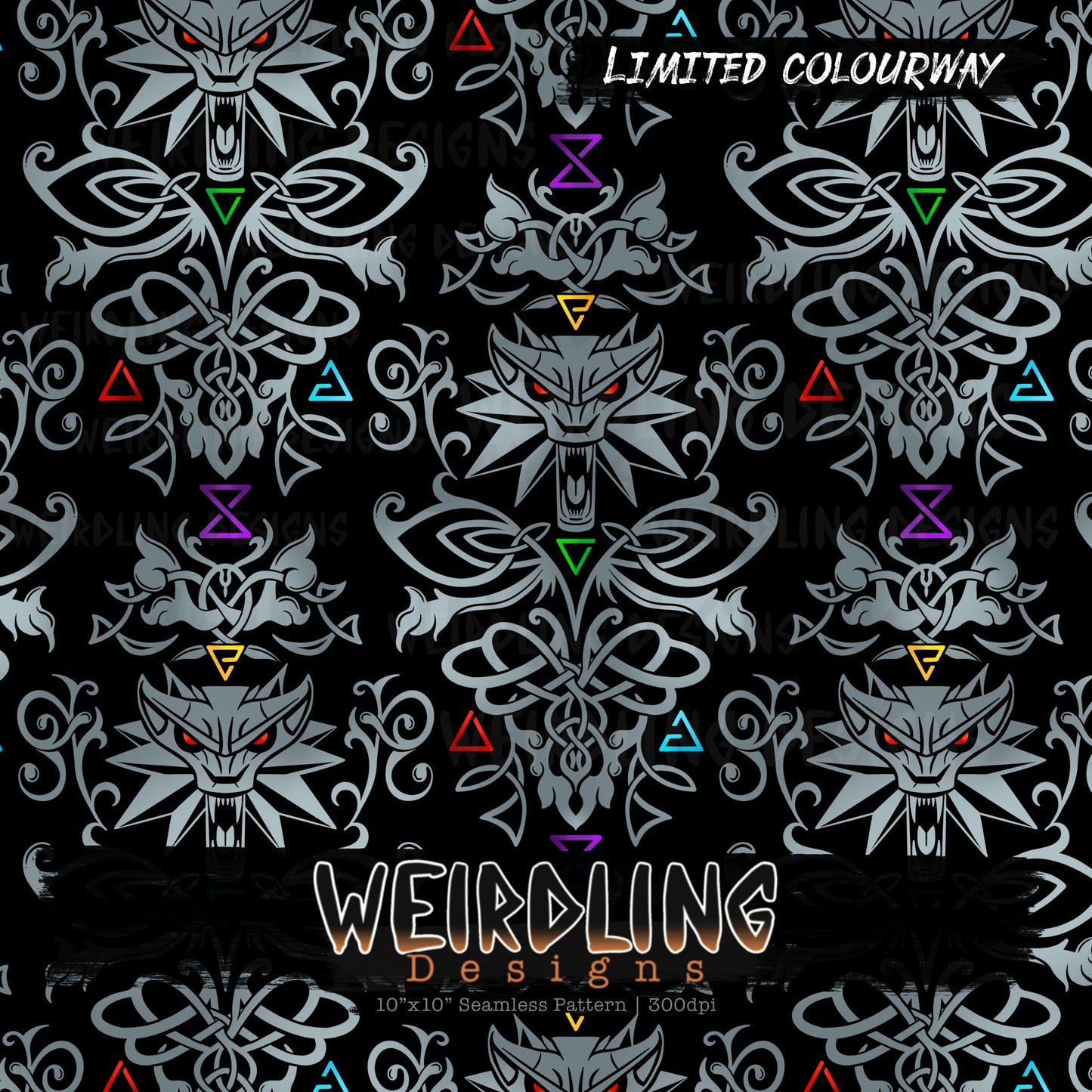 White Wolf Damask - Limited Seamless Design - 5 Colourways