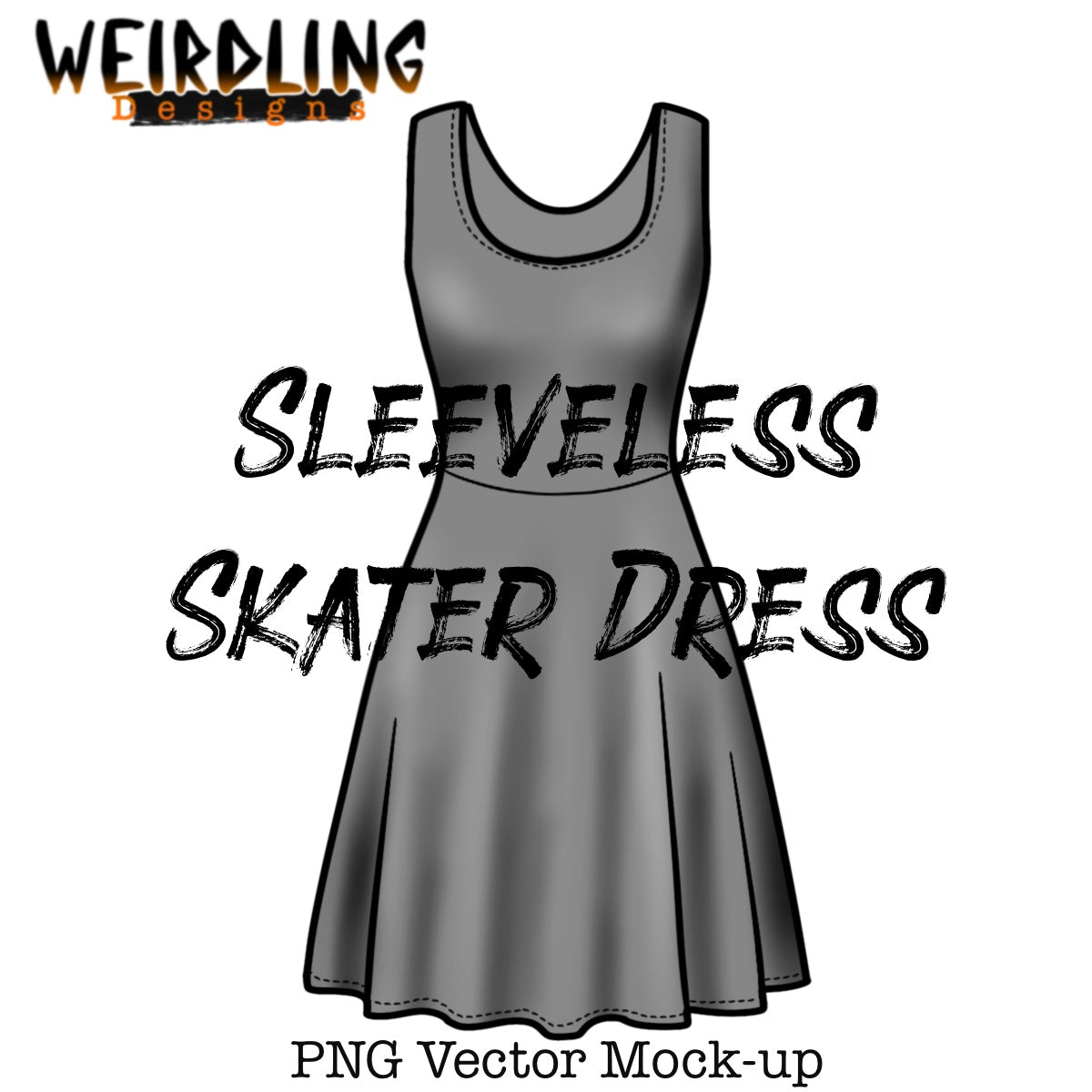 Sleeveless Skater Dress - Vector Mockup