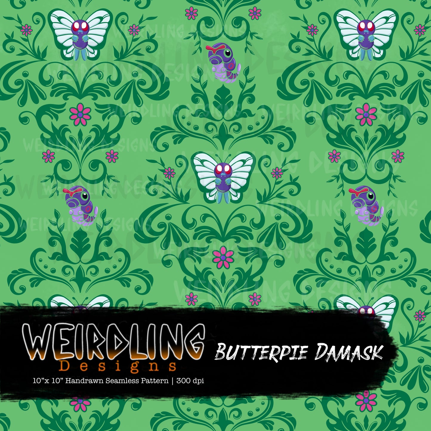 Butterpie Damask - Limited Seamless Design - 5 Colourways