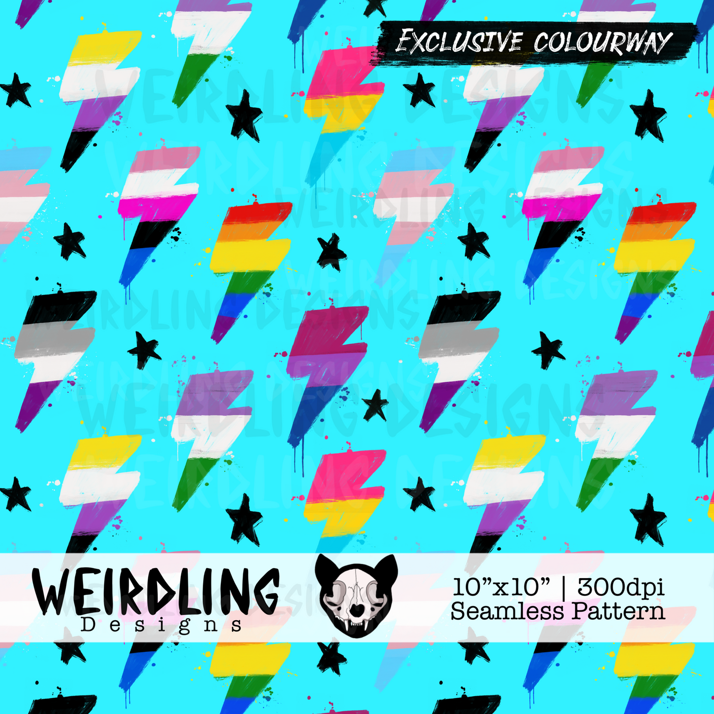 Pride Bolts - Exclusive seamless pattern- 5 Colourways