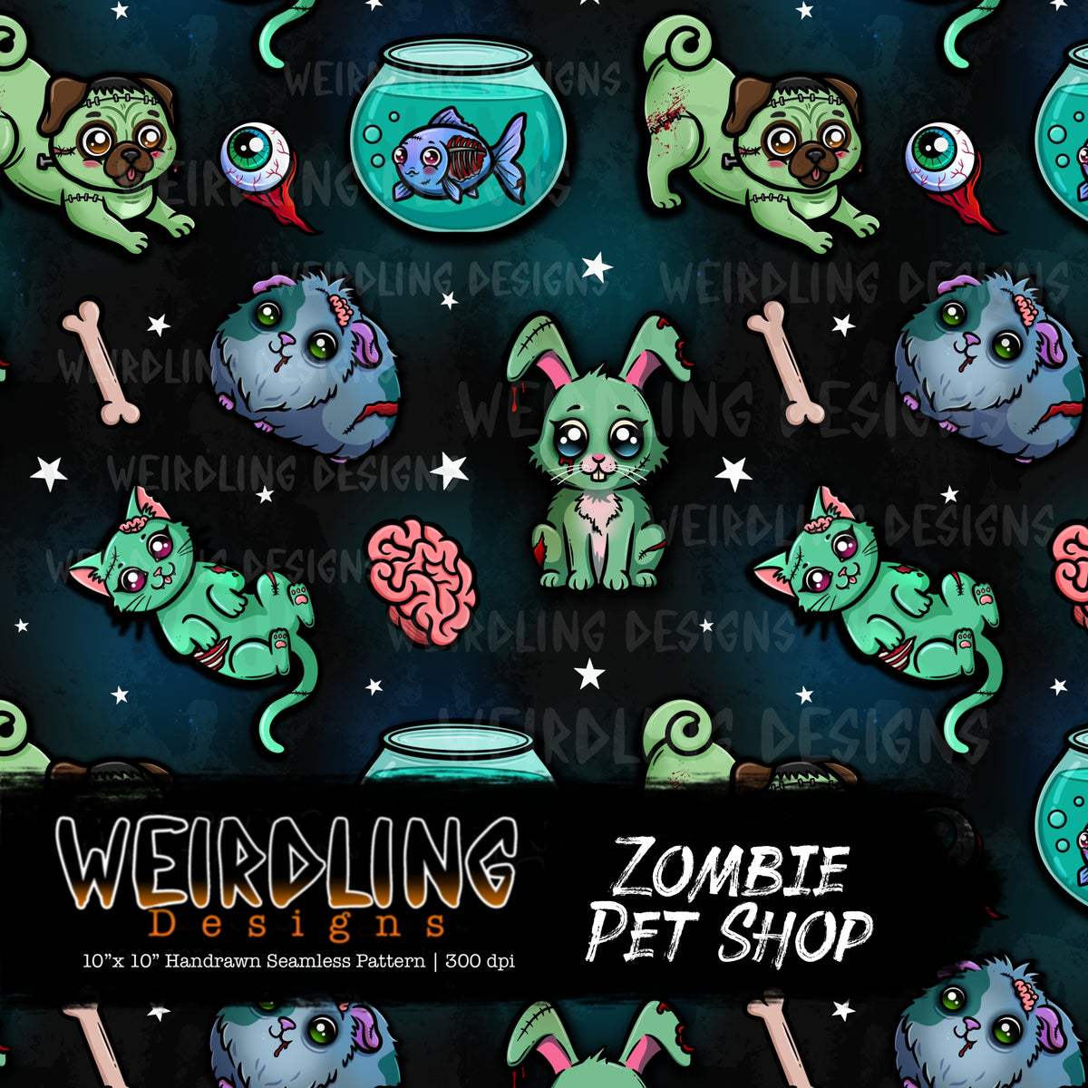 Zombie Pet Shop - Limited Seamless Design - 6 Colourways
