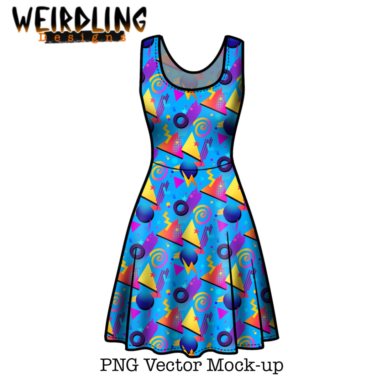 Sleeveless Skater Dress - Vector Mockup