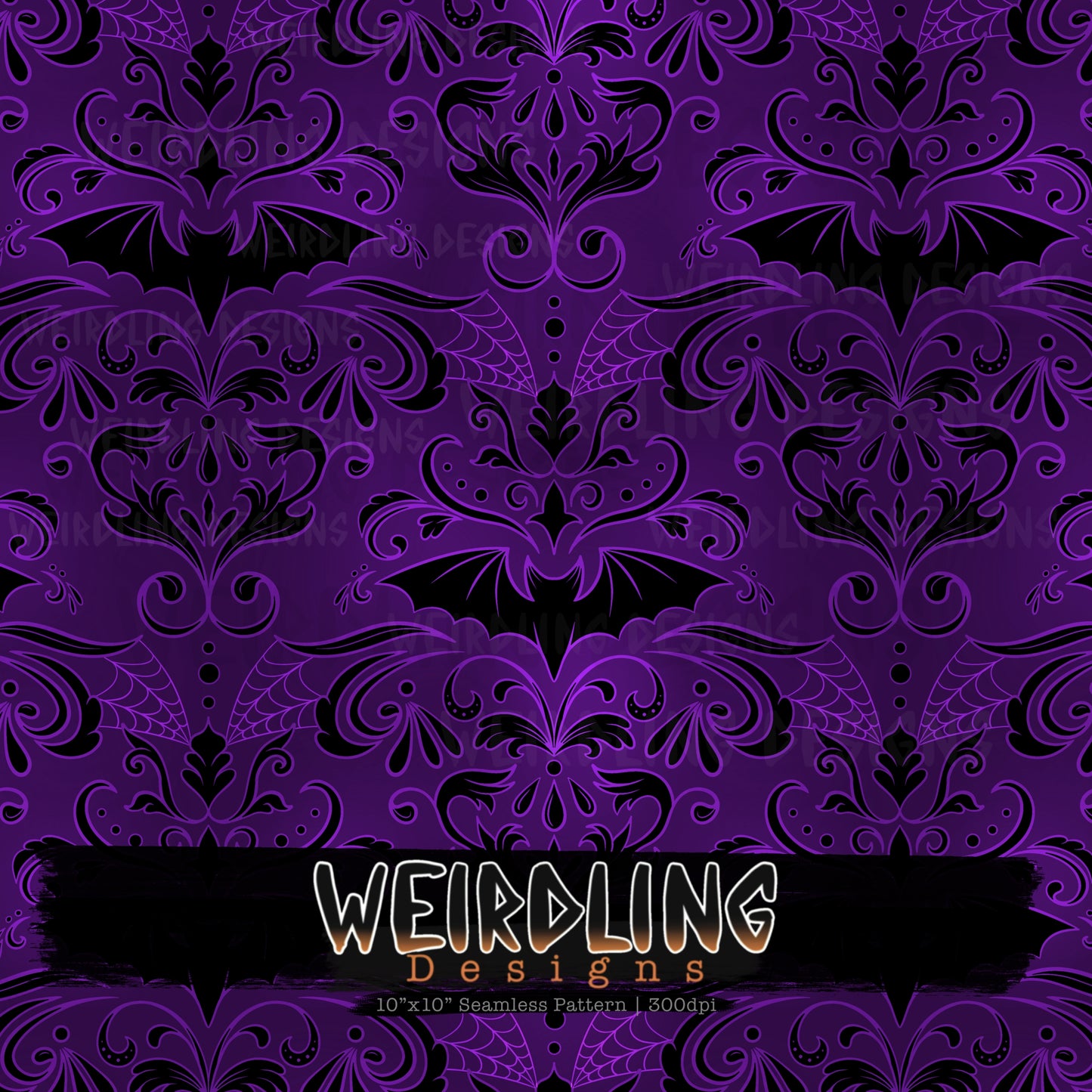 Damask Bats - Limited Seamless Design - 13 Colourways