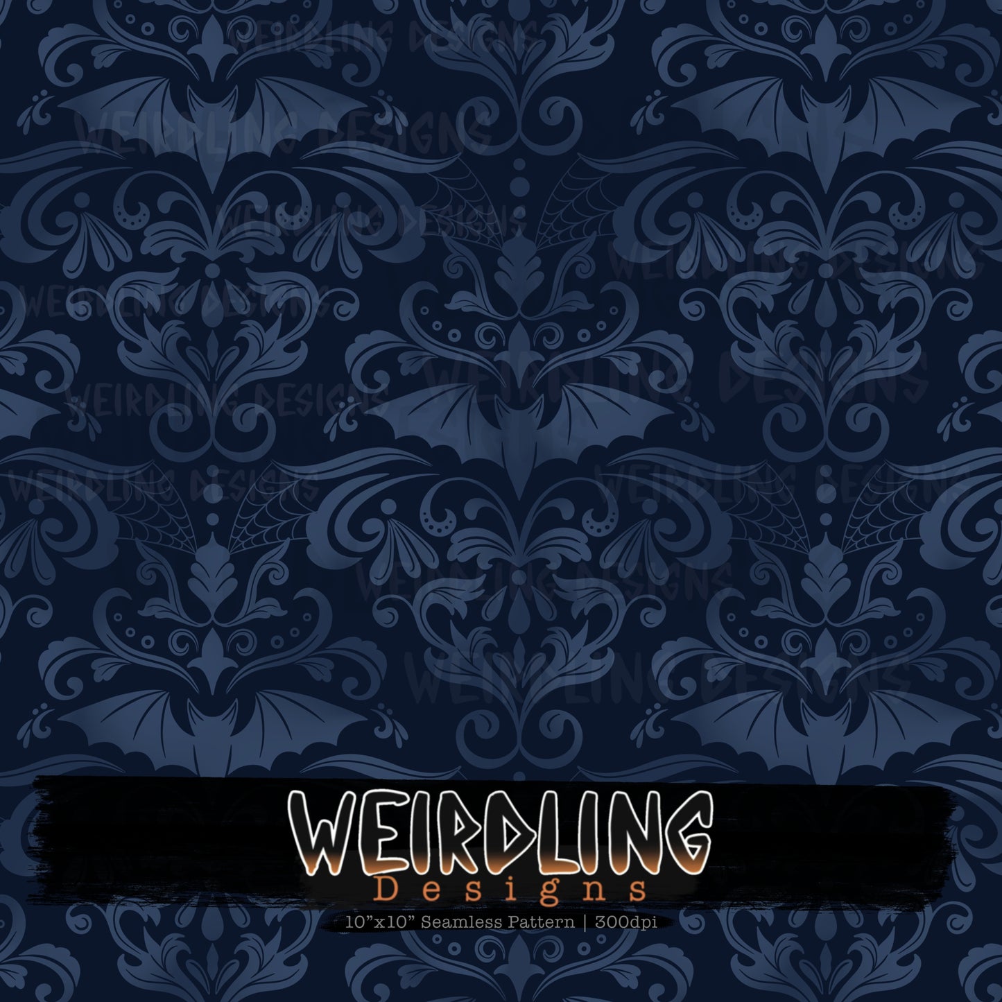 Damask Bats - Limited Seamless Design - 13 Colourways