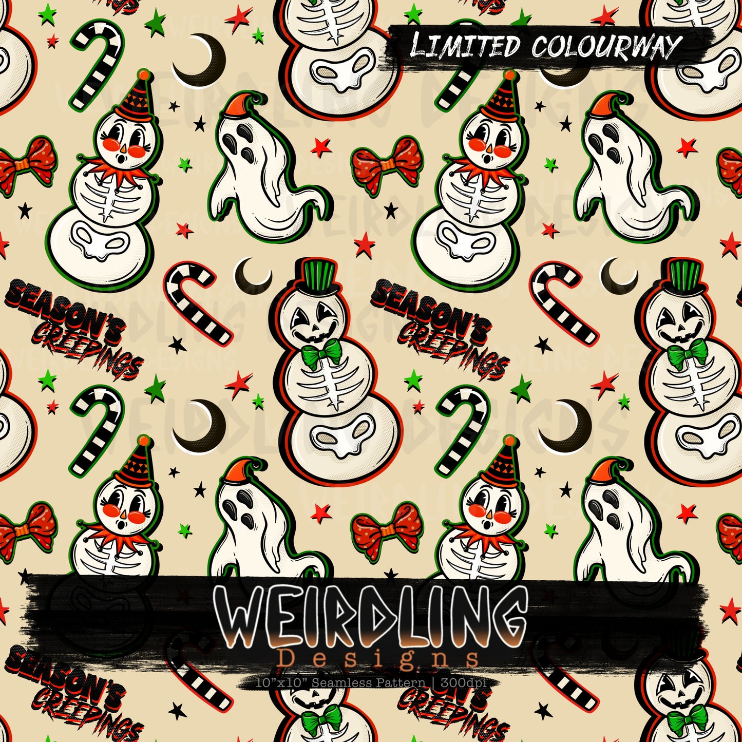 Vintage Snowmen - Limited Seamless Design- 6 Colourways