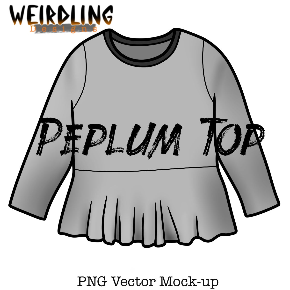 Peplum Top - Vector Mockup - 3 Variants