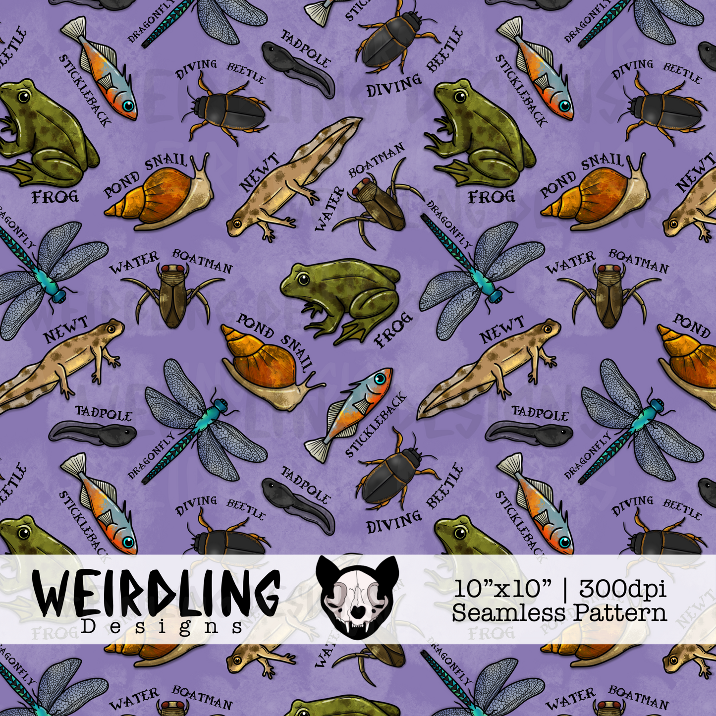Pond Dipping - Exclusive Seamless Pattern - 5 colourways
