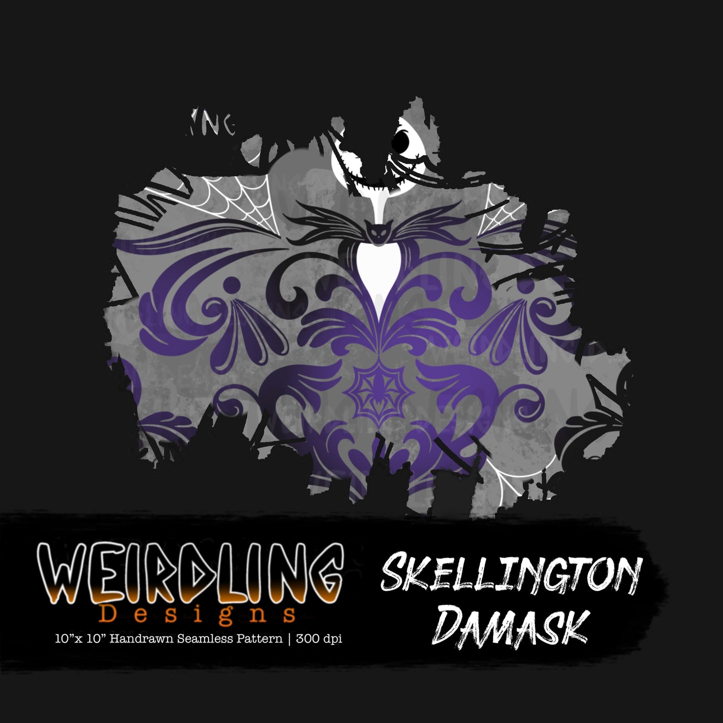 Skellington Damask - Limited Seamless Design - 7 Colourways