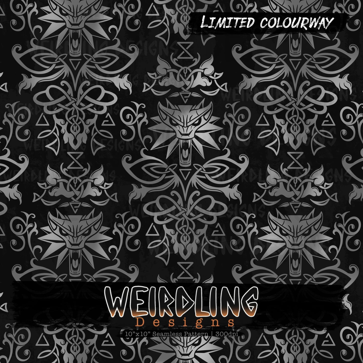 White Wolf Damask - Limited Seamless Design - 5 Colourways