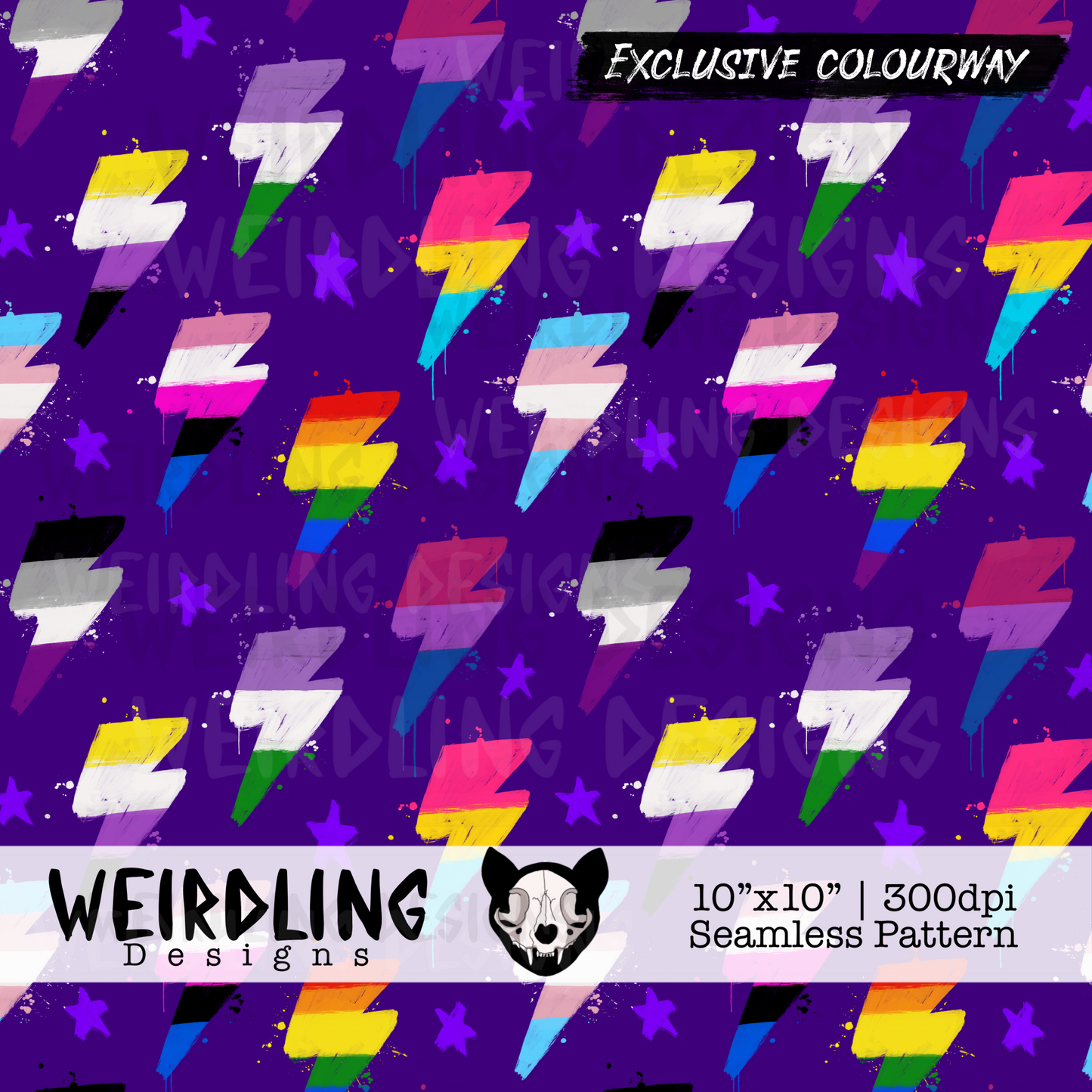 Pride Bolts - Exclusive seamless pattern- 5 Colourways