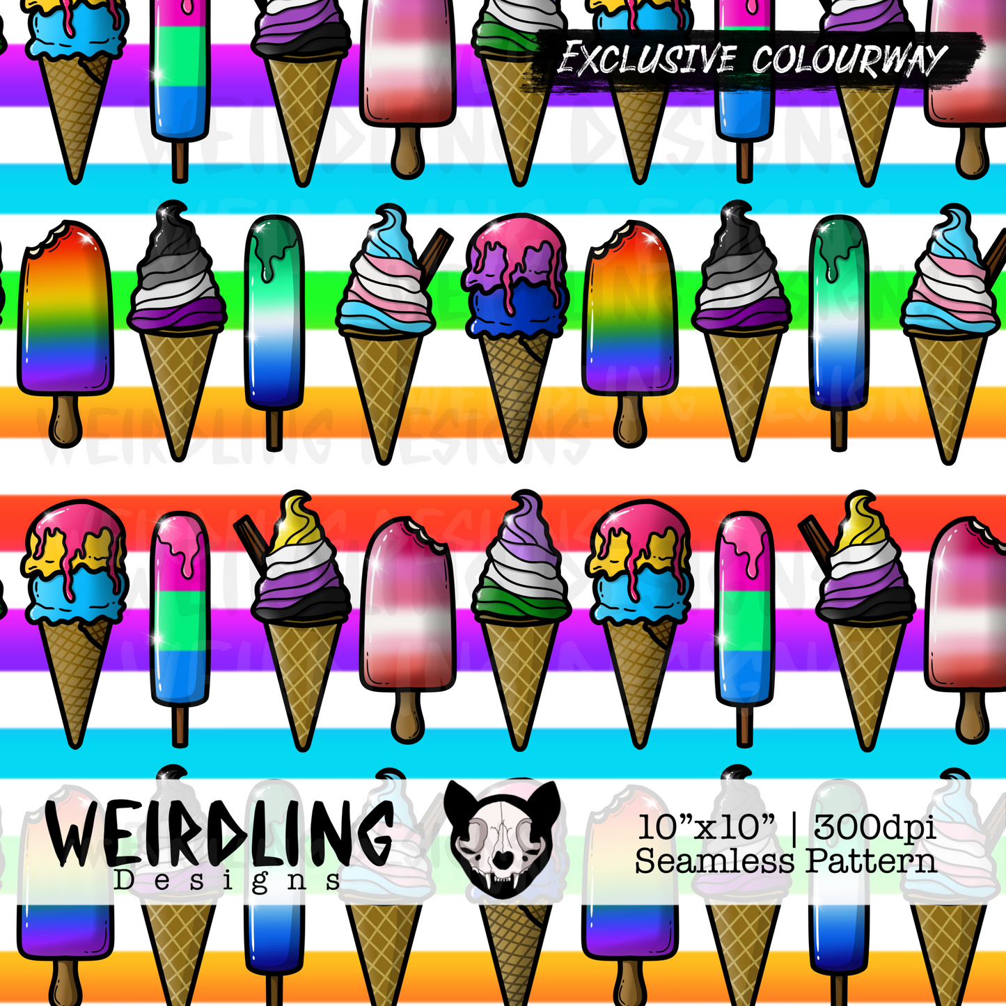 Pride Ice Creams - Exclusive Seamless Design- 5 Colourways