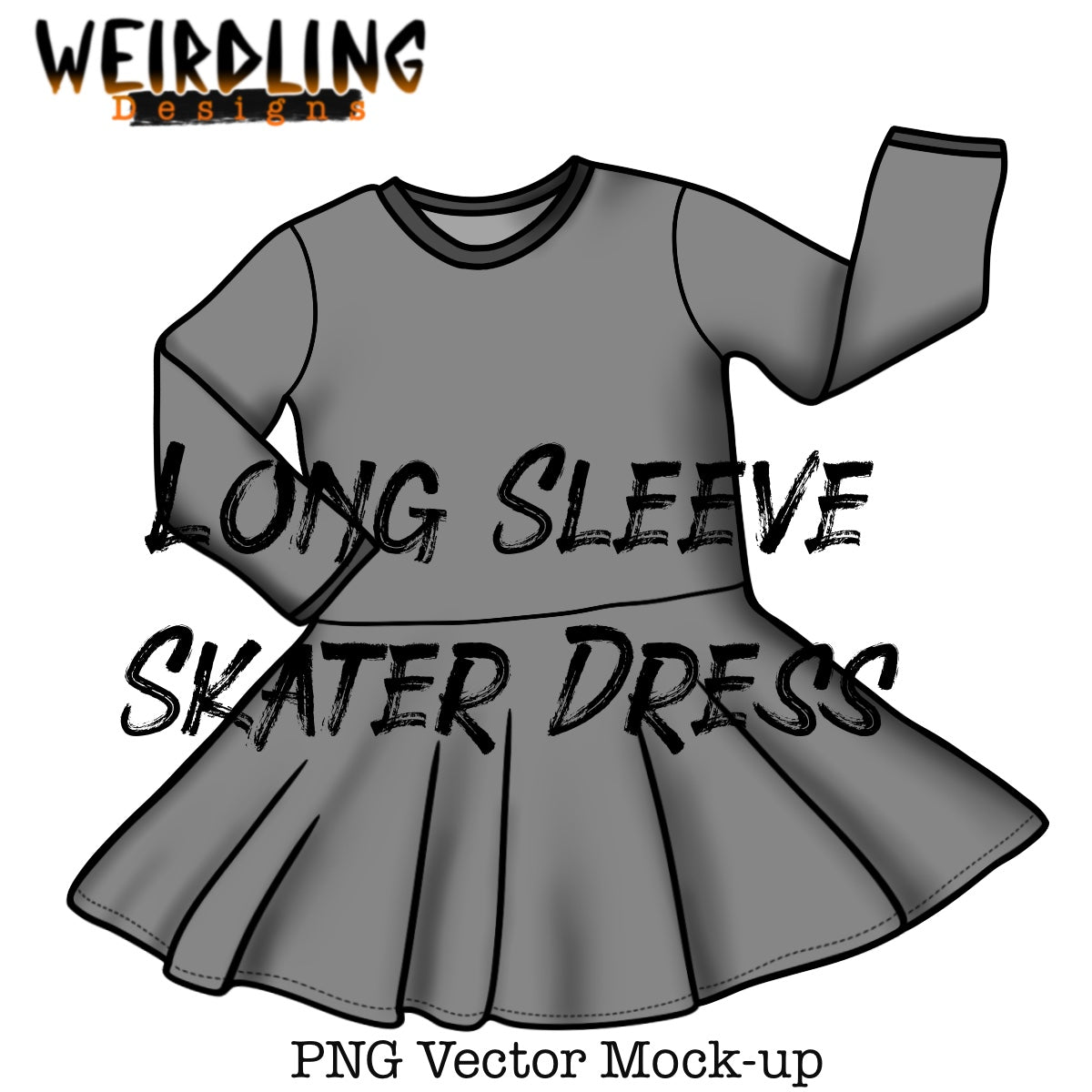 Long Sleeve Skater Dress - Vector Mockup