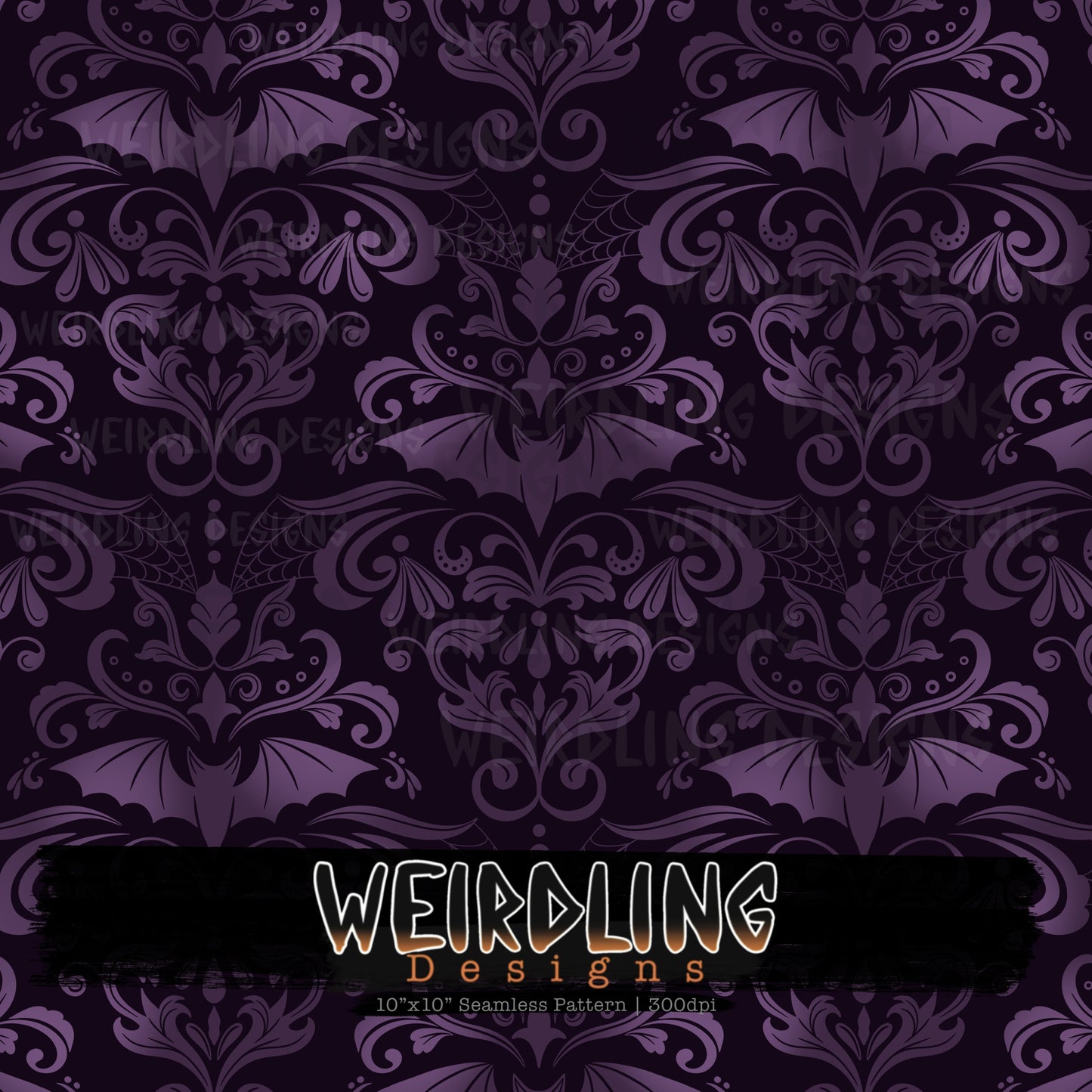 Damask Bats - Limited Seamless Design - 13 Colourways