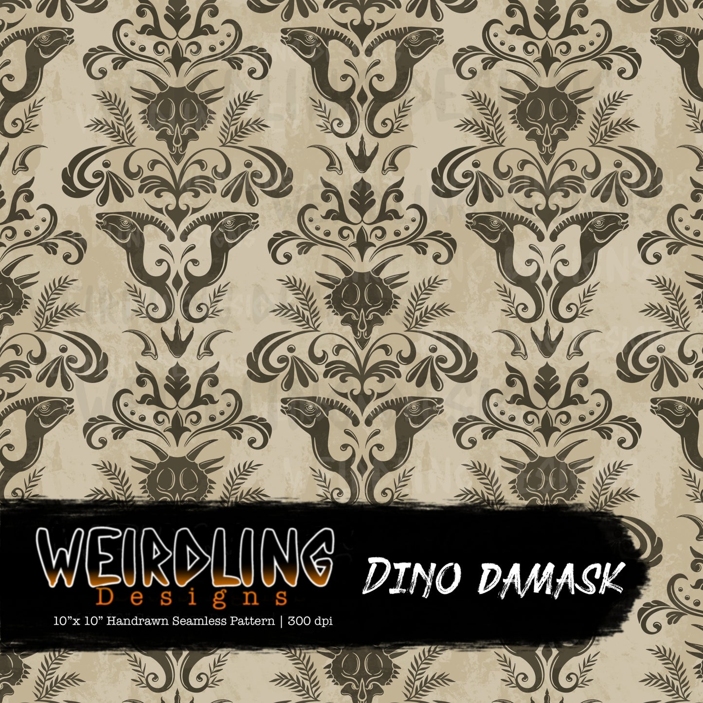 Dino Damask - Limited Seamless Design - 7 Colourways