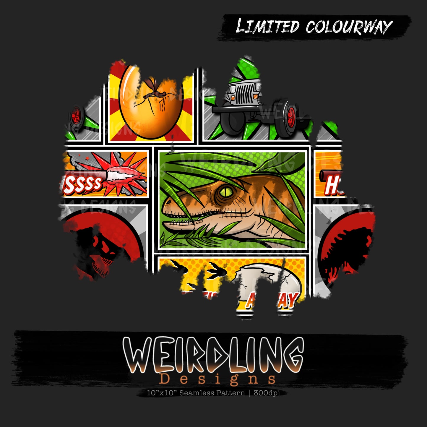 Jurassic Comics - Limited Seamless Design - 3 Colourways