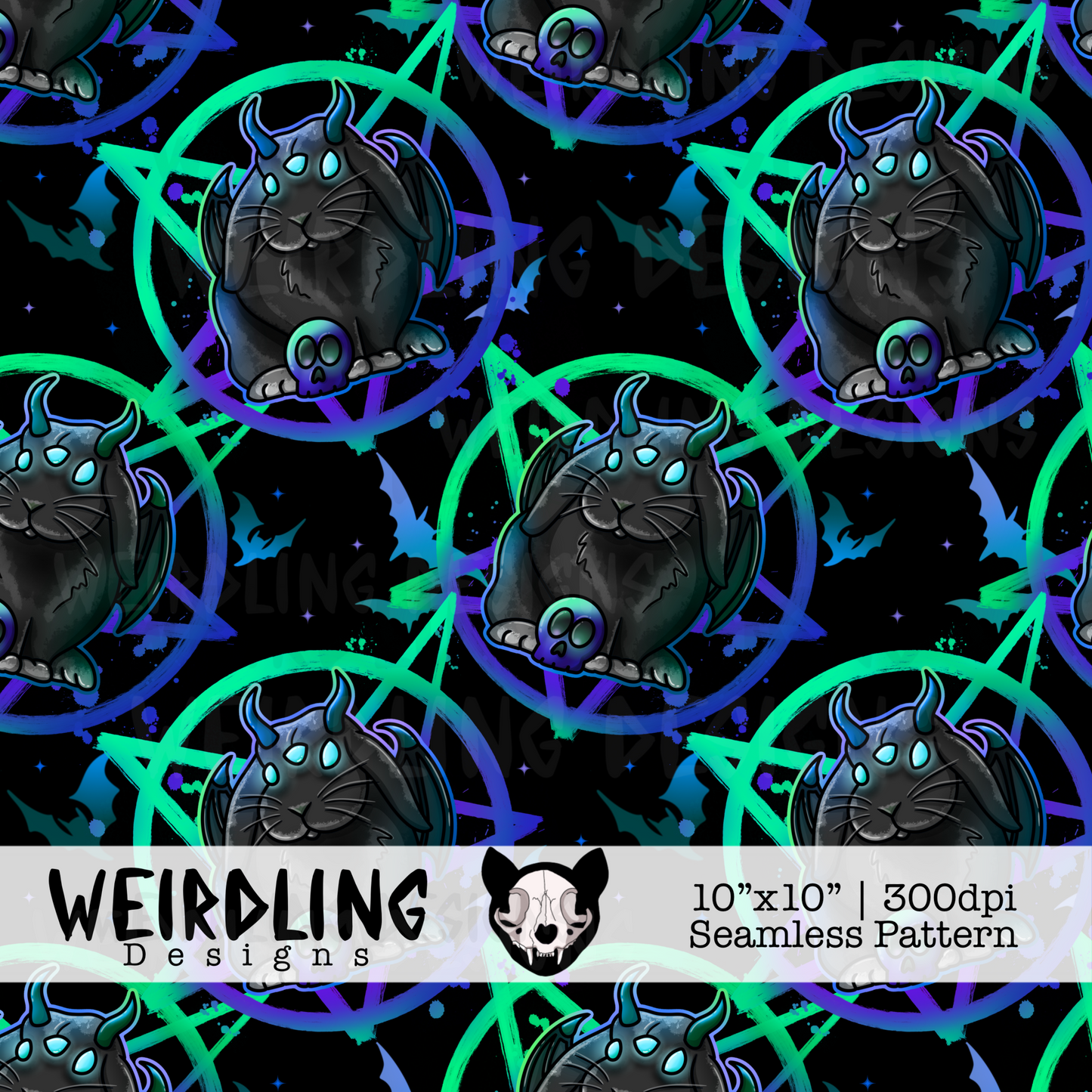 Beelzebunny- Exclusive Seamless Pattern - 5 colourways