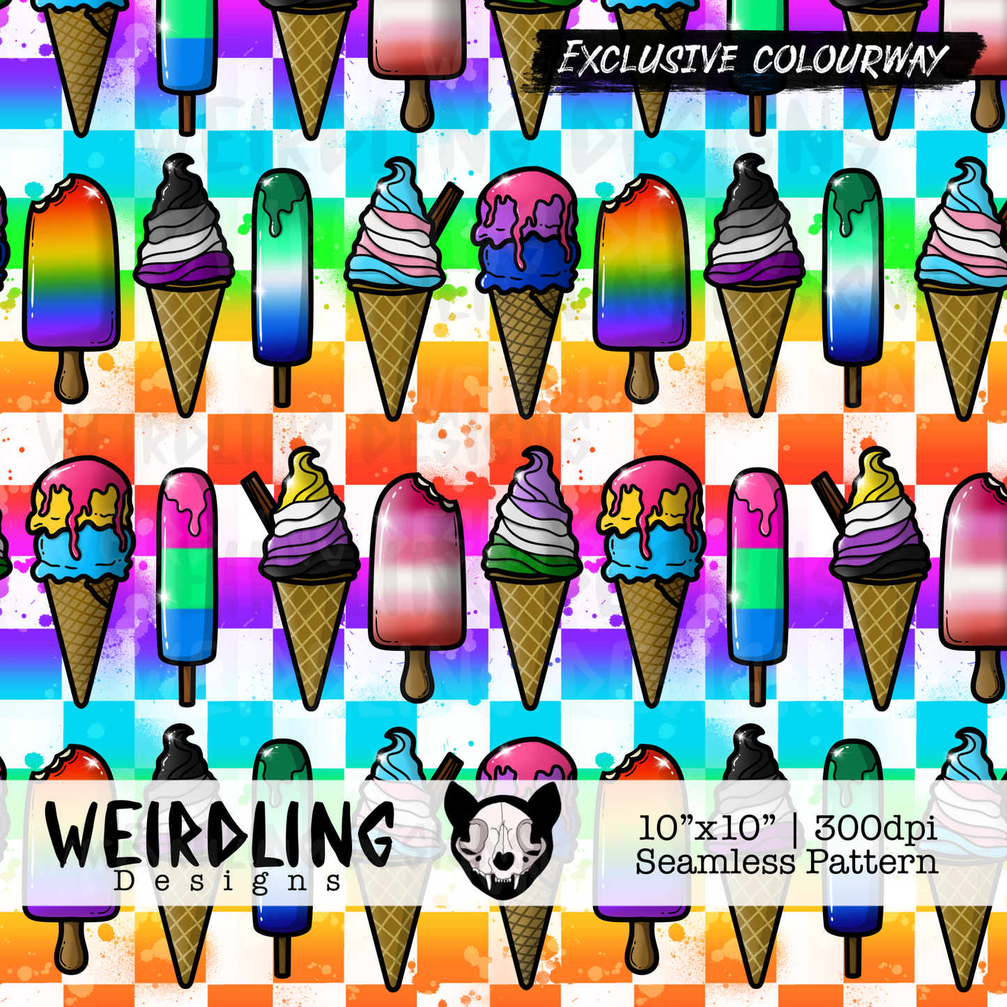 Pride Ice Creams - Exclusive Seamless Design- 5 Colourways