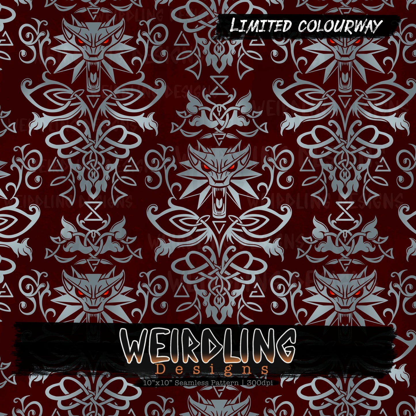 White Wolf Damask - Limited Seamless Design - 5 Colourways