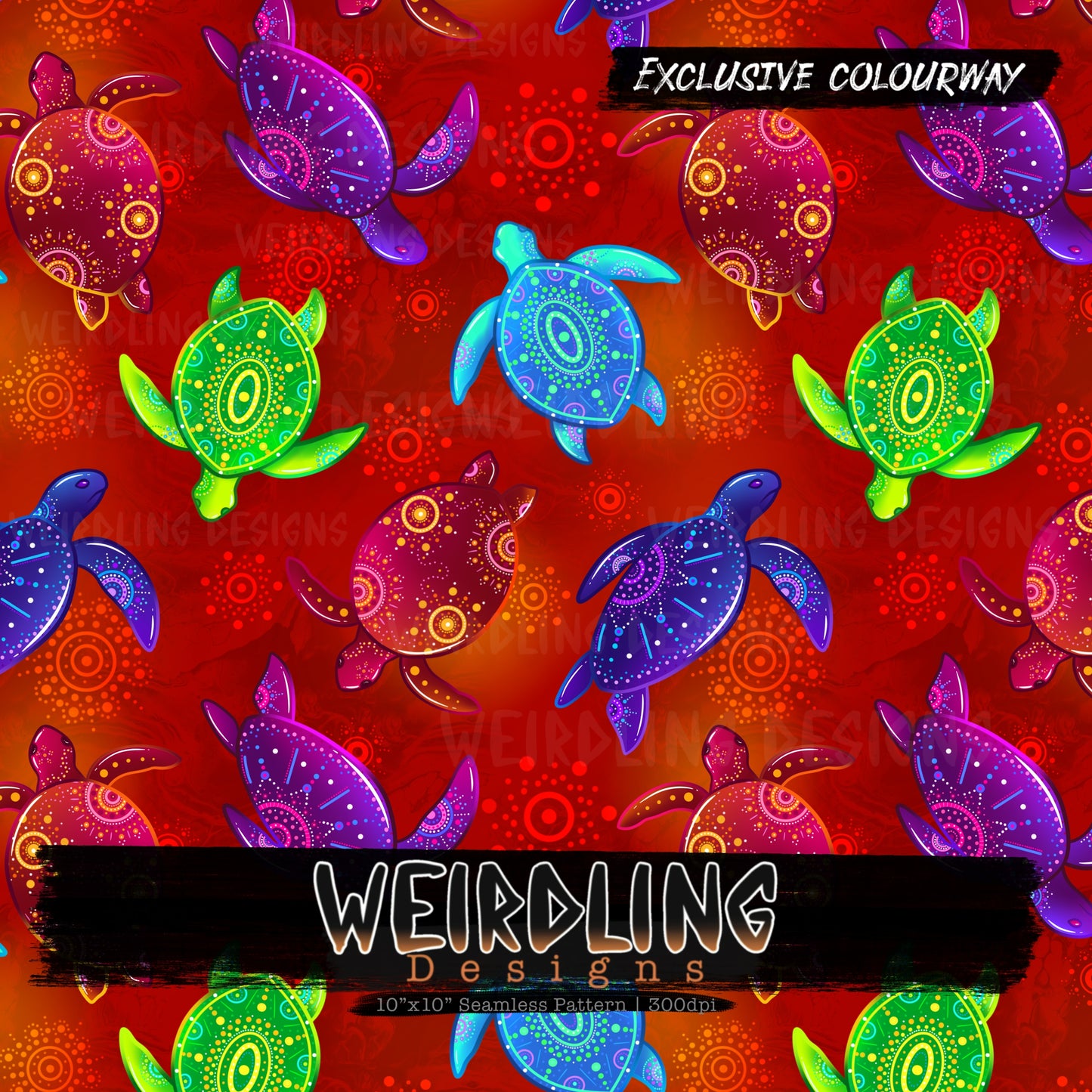 Beaded Turtles - Exclusive Seamless Design - 7 Colourways