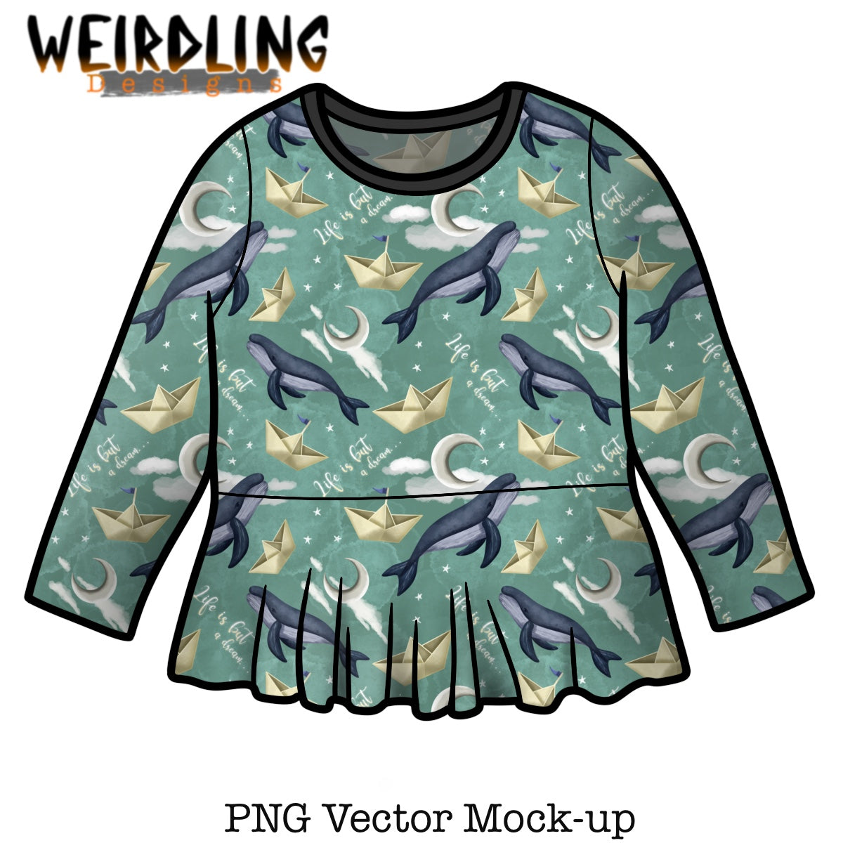 Peplum Top - Vector Mockup - 3 Variants