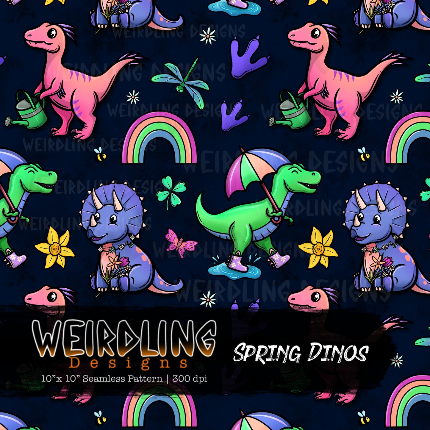 Spring Dinos - Limited Seamless Design- 6 Colourways