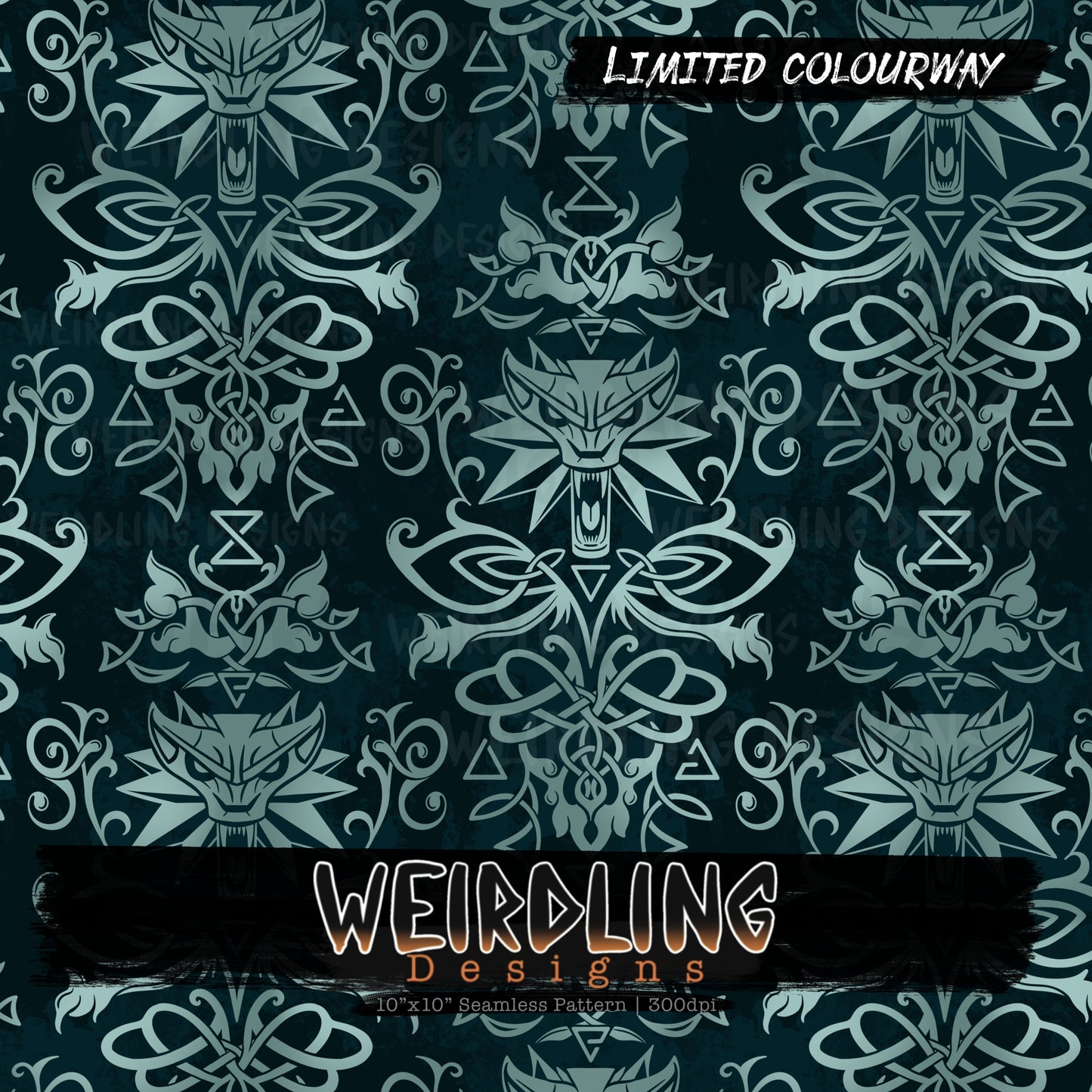 White Wolf Damask - Limited Seamless Design - 5 Colourways