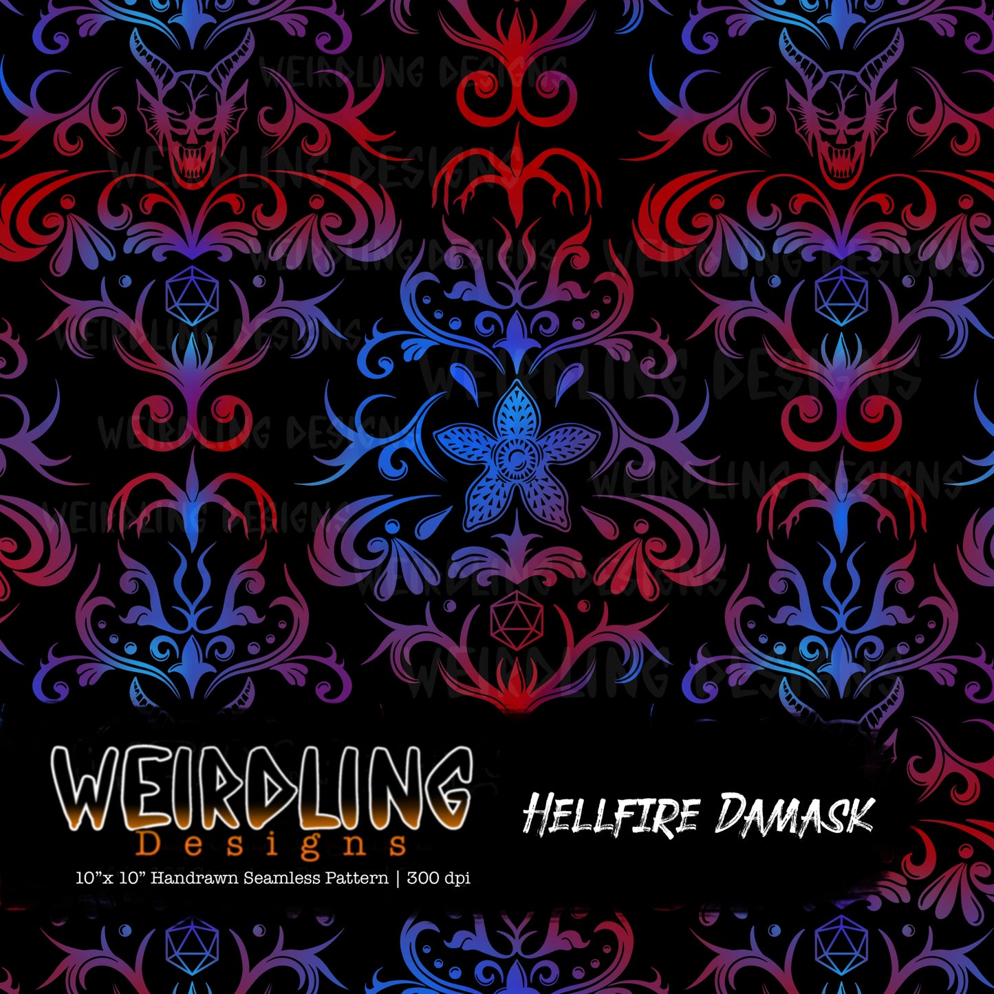 Hellfire Damask - Limited Seamless Design- 5 Colourways
