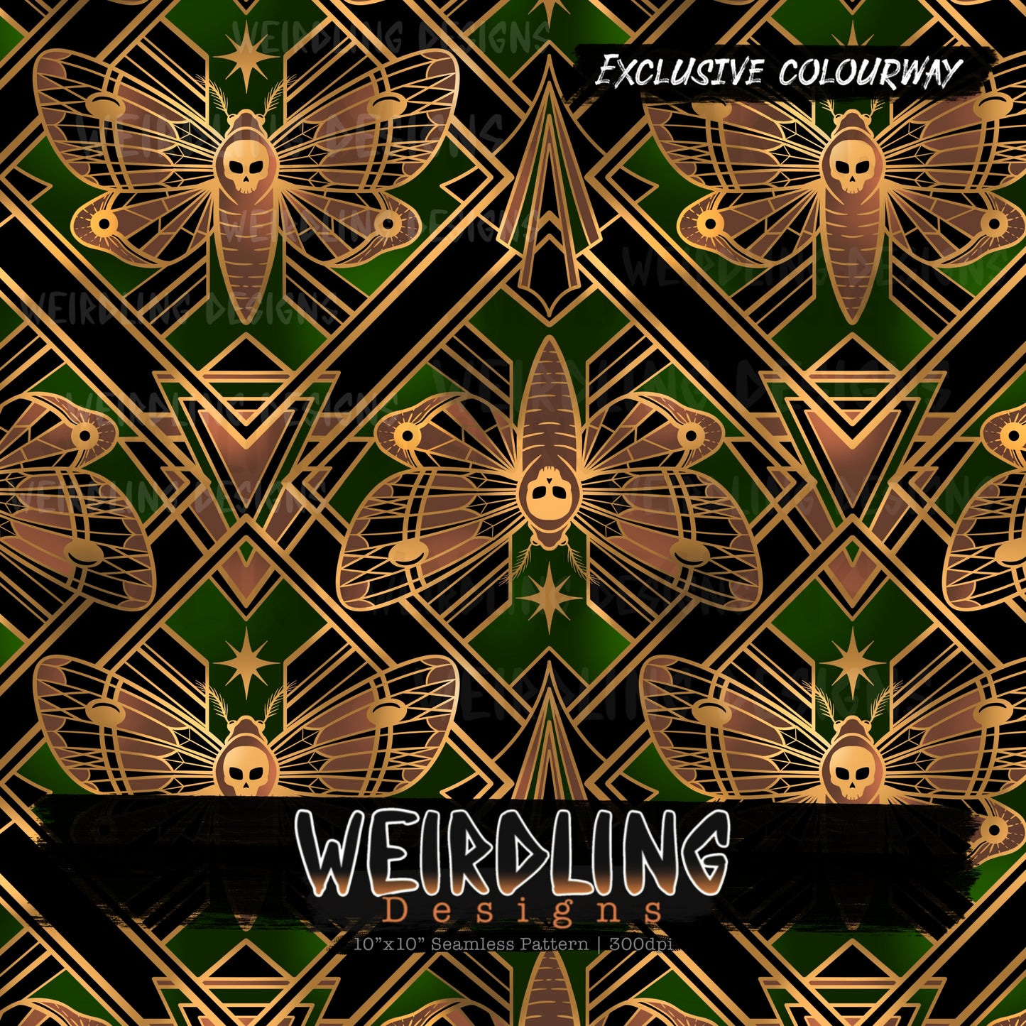 Moth Deco - Exclusive Seamless Design- 7 Colourways