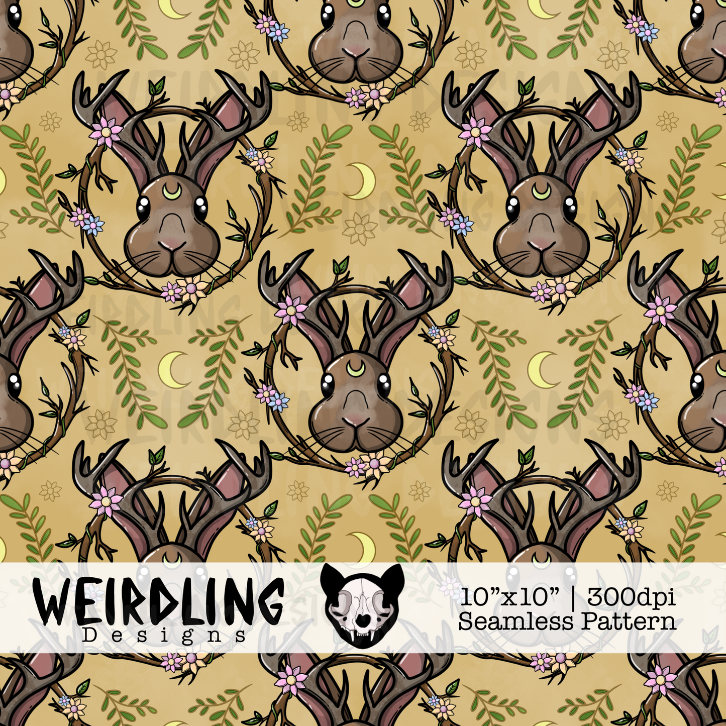 Spring Jackalope - Exclusive Seamless Pattern - 3 colourways