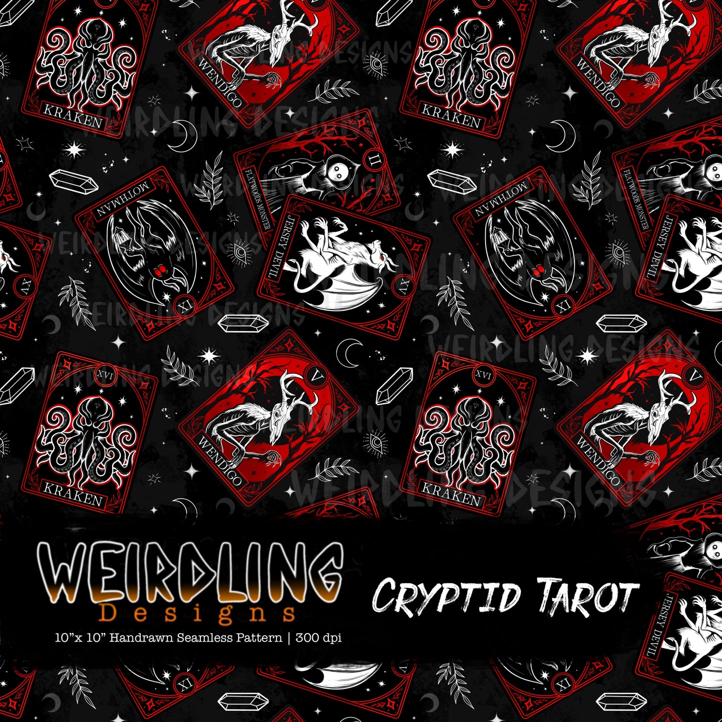 Cryptid Tarot - Limited Seamless Design - 6 Colourways