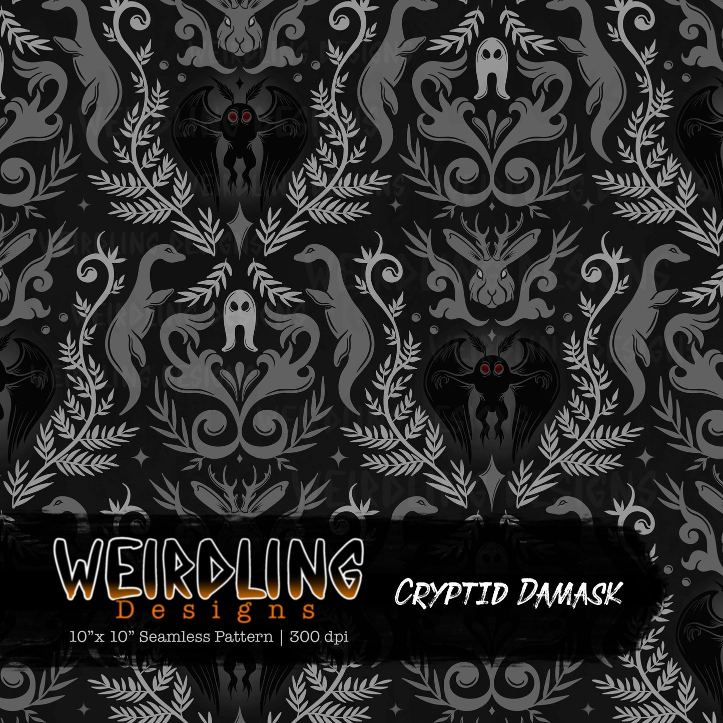 Cryptid Damask - Limited Seamless Design- 8 Colourways