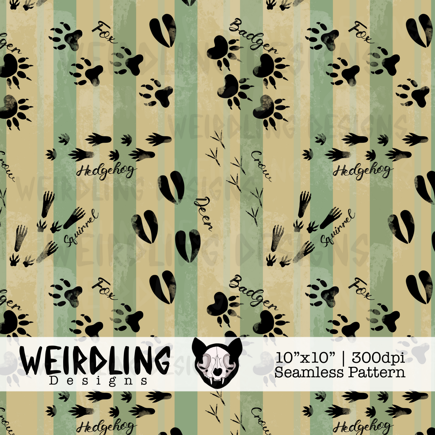 Woodland Tracks - Exclusive Seamless Pattern - 7 colourways