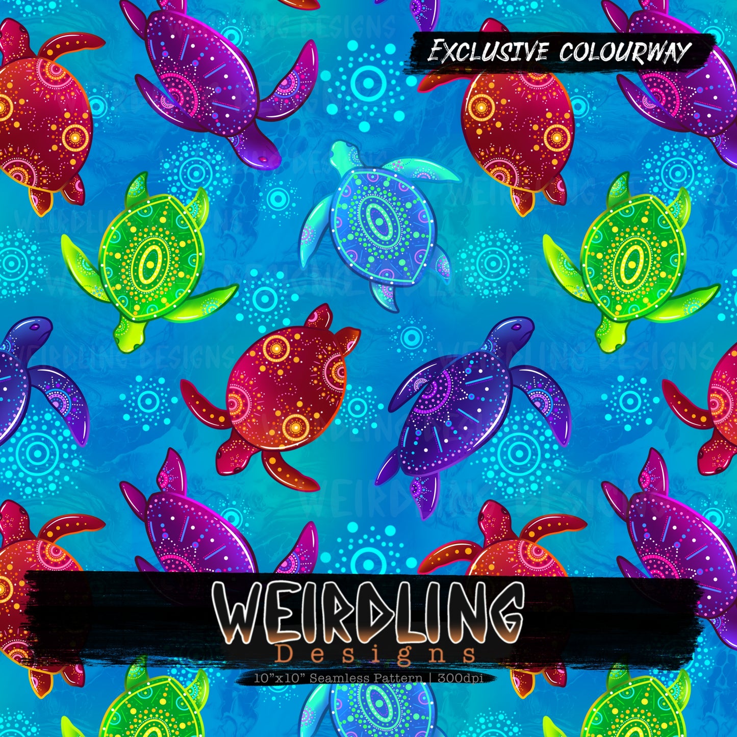 Beaded Turtles - Exclusive Seamless Design - 7 Colourways