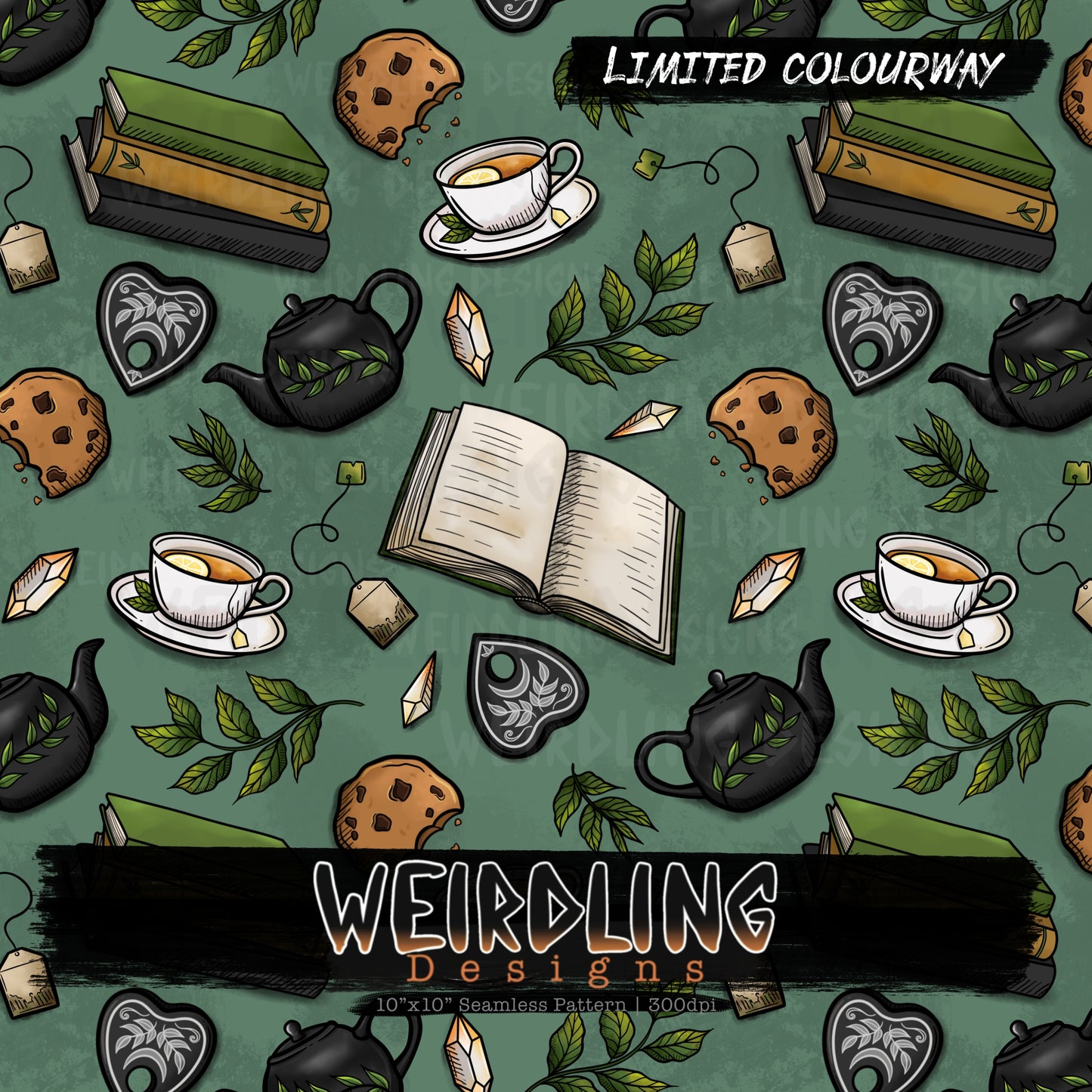 Bookish Brews Tea - Limited Seamless Design- 5 Colourways