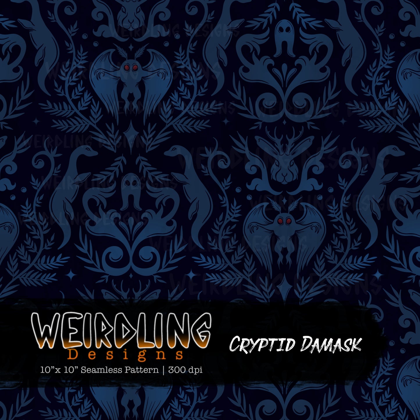 Cryptid Damask - Limited Seamless Design- 8 Colourways