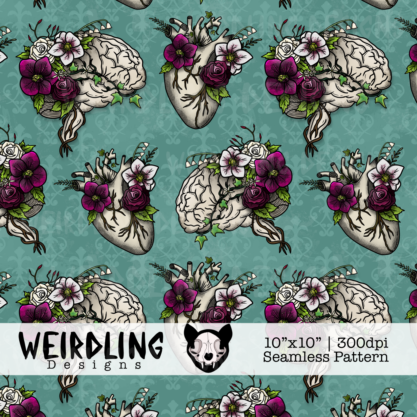 Heart & Mind - Exclusive Seamless Pattern - 5 Colourways