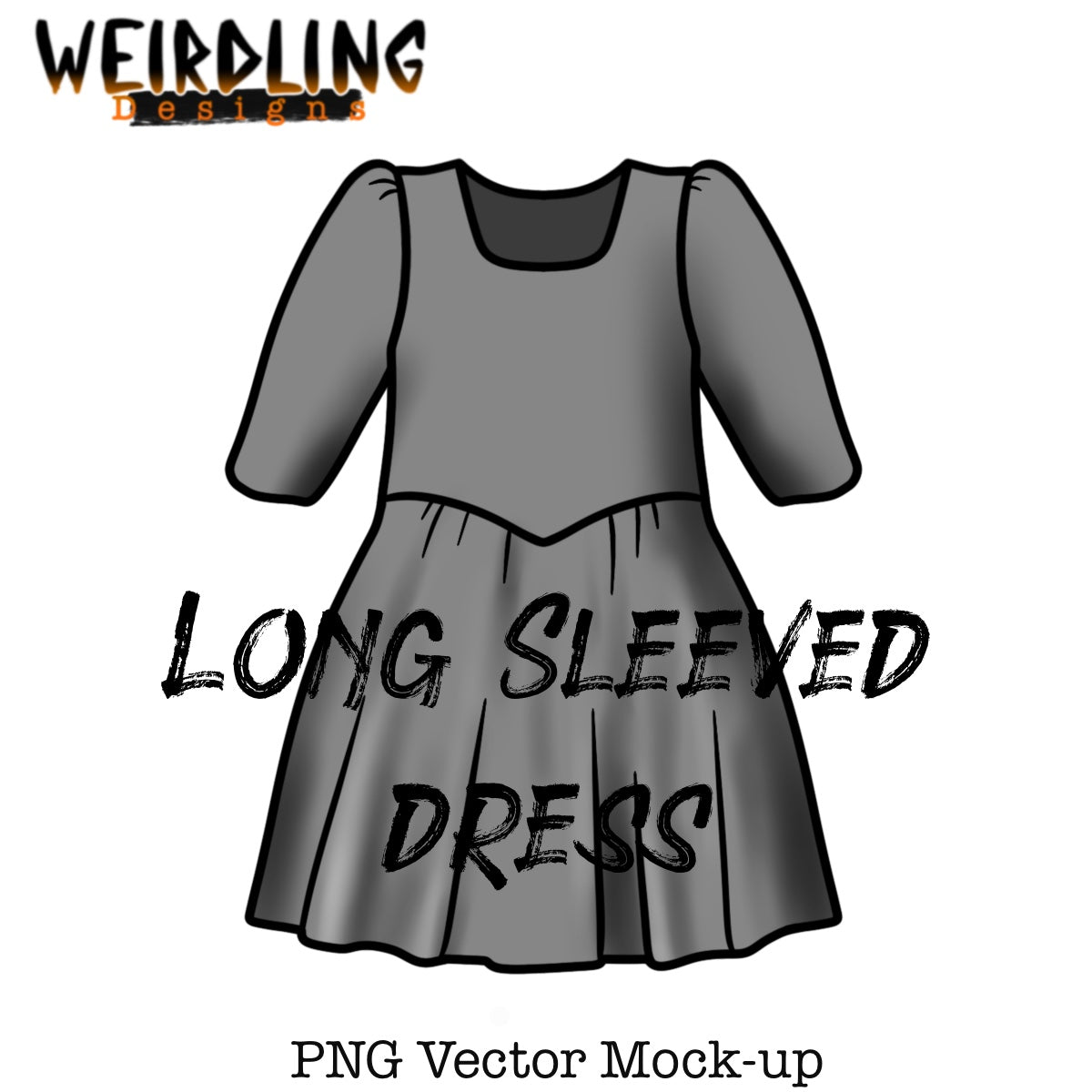 Long Sleeved Dress - Vector Mockup
