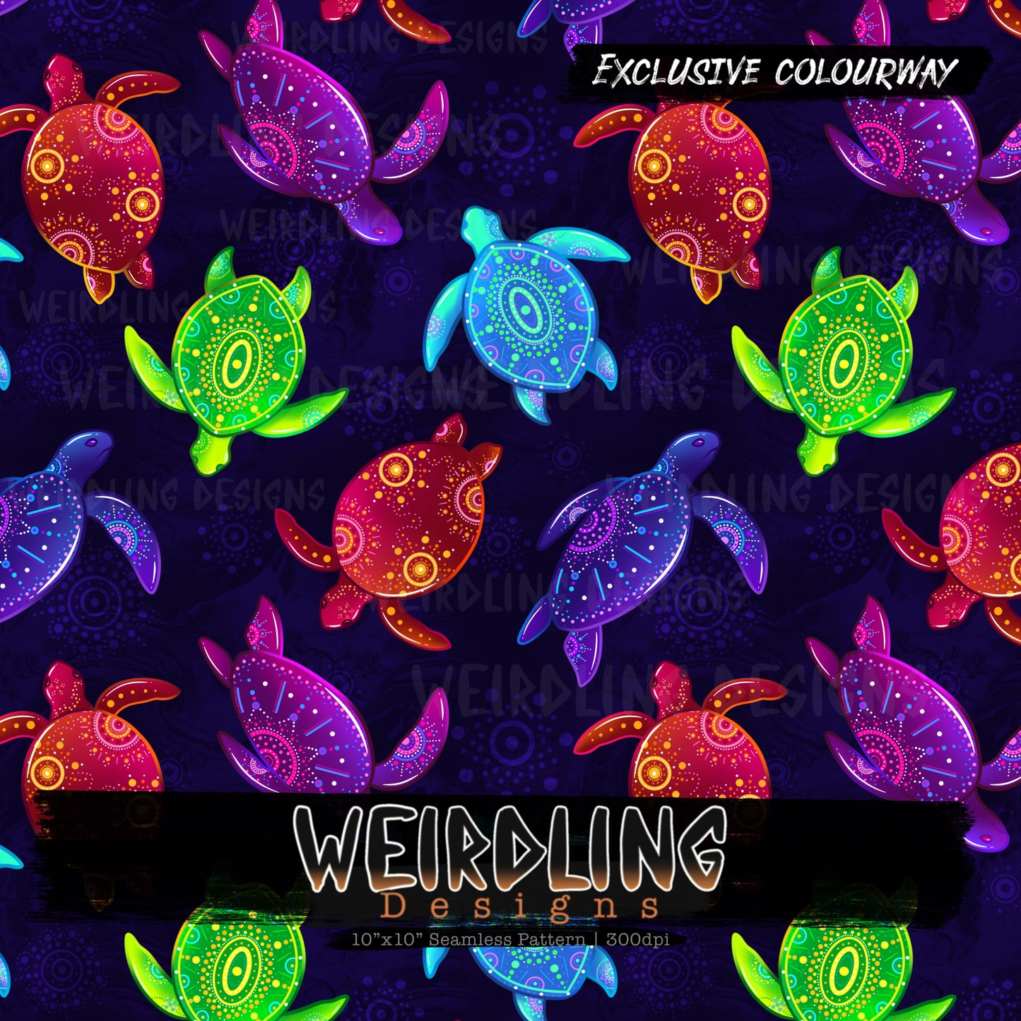 Beaded Turtles - Exclusive Seamless Design - 7 Colourways