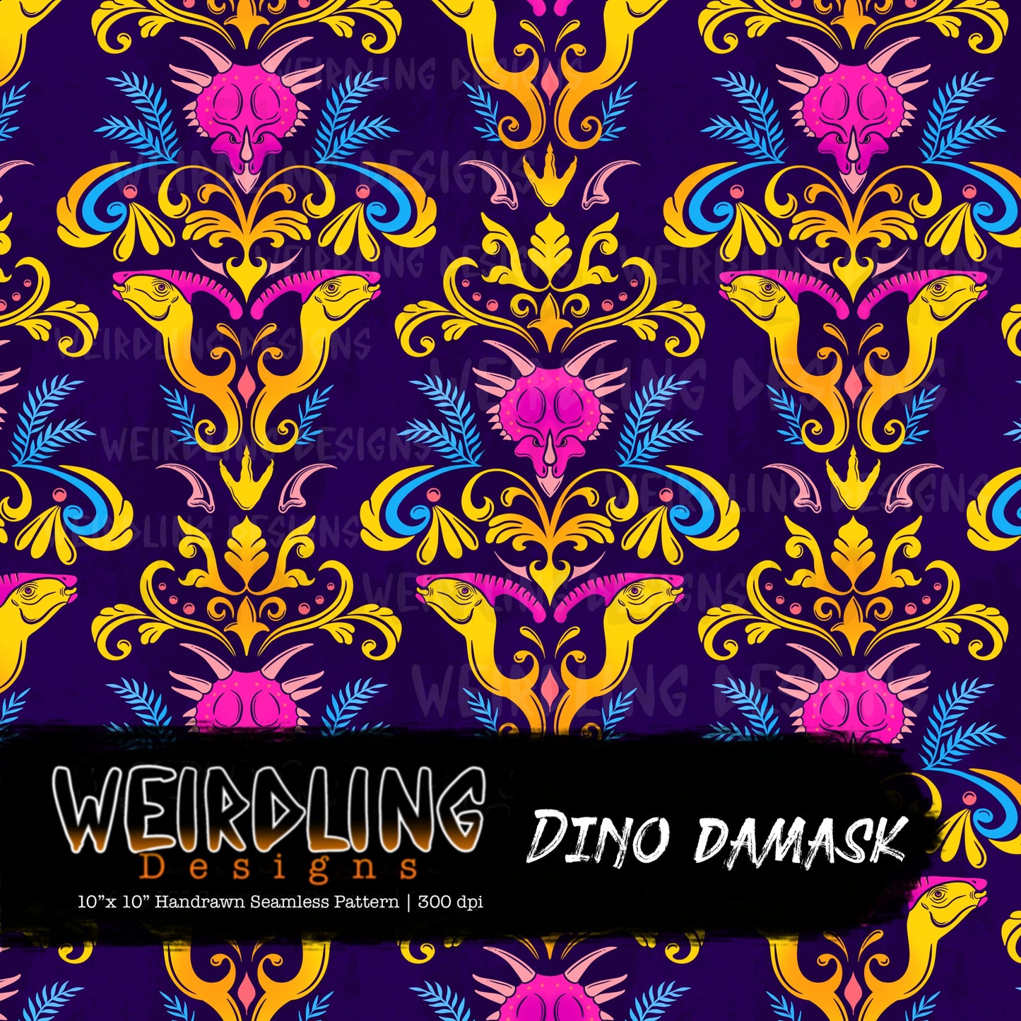 Dino Damask - Limited Seamless Design - 7 Colourways