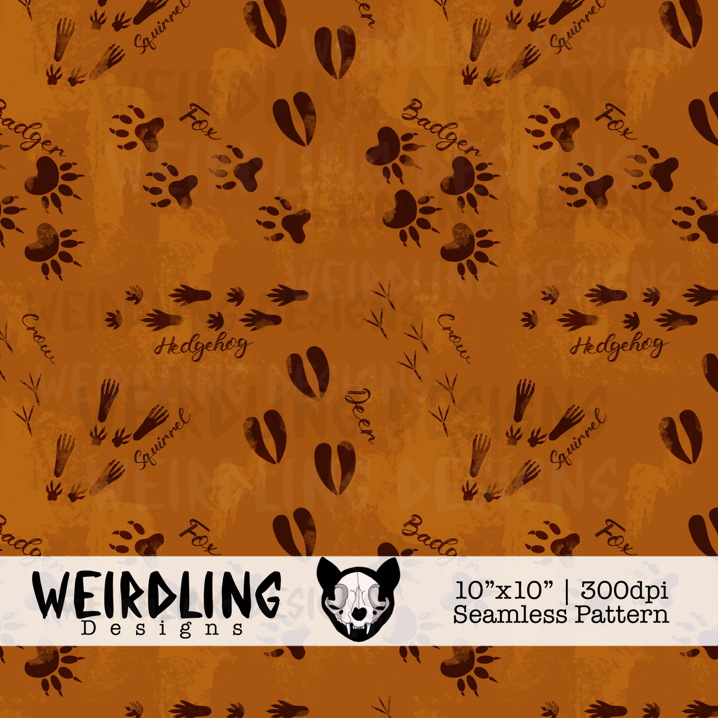 Woodland Tracks - Exclusive Seamless Pattern - 7 colourways